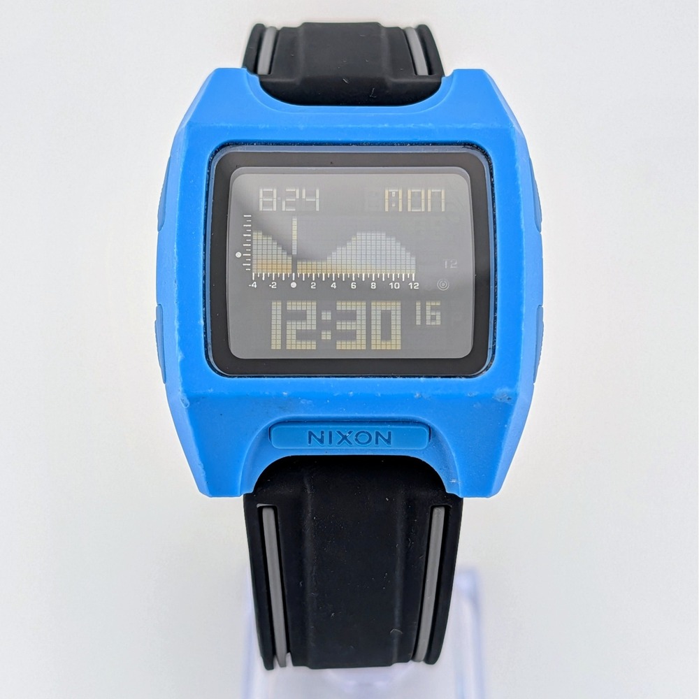 Nixon The Lodown Digital Tide Watch Blue 41mm Surf Aftermarket Rubber Strap